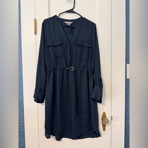 H&M Dark Blue Long Sleeve Dress